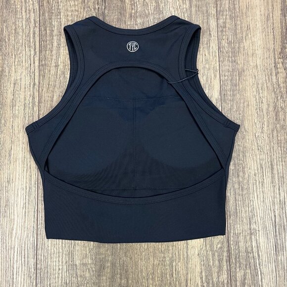 Effortless Open back crop tank- Black - Picture 2 of 2